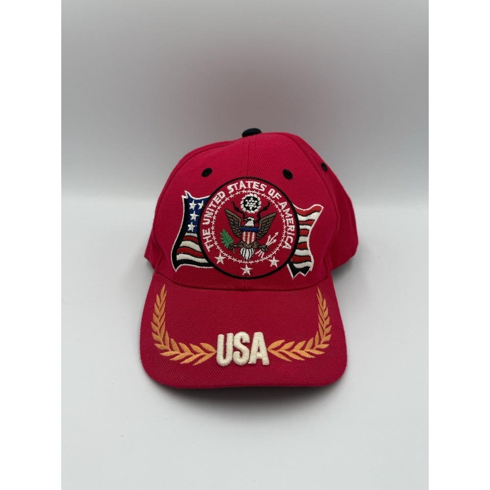 Vintage United States of America Adjustable Hat Texas Head Wear One Size Red